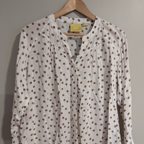 Maeve Blouse Long Sleeved Polka Dot M Rayon - Picture 3 of 7